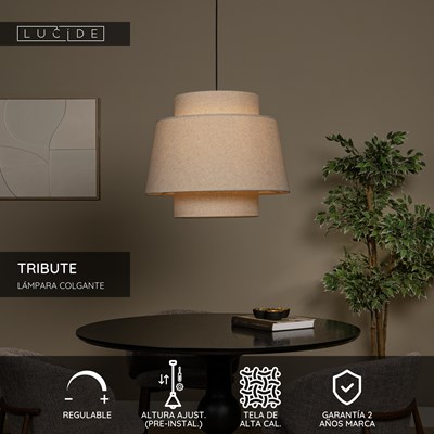 Lucide TRIBUTE - Lámpara colgante - Ø 60 cm - 1xE27 - Beige